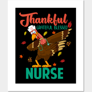 Thankful Grateful Blessed Nurse Thanskgiving Matching Family Posters and Art